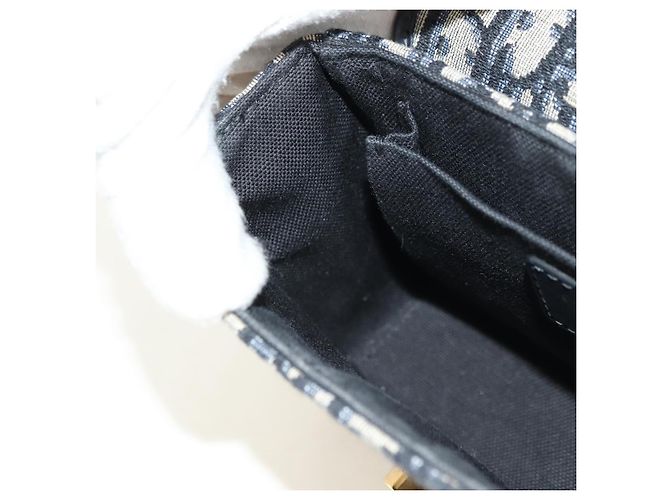 Borsa Christian Dior Trotter Canvas Oblique 30 Montaigne Navy Gold Auth 181920M D'oro Blu navy - vista 24