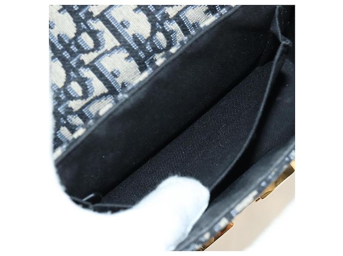 Borsa Christian Dior Trotter Canvas Oblique 30 Montaigne Navy Gold Auth 181920M D'oro Blu navy - vista 25