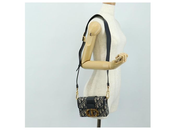 Borsa Christian Dior Trotter Canvas Oblique 30 Montaigne Navy Gold Auth 181920M D'oro Blu navy - vista 26