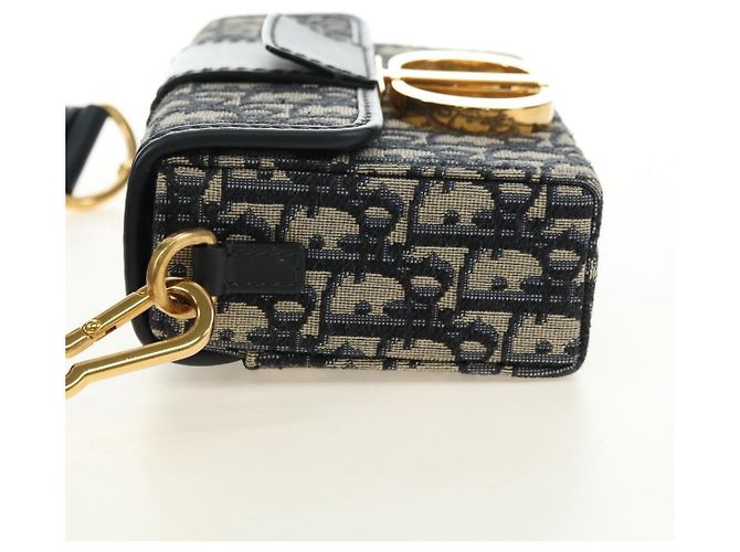 Borsa Christian Dior Trotter Canvas Oblique 30 Montaigne Navy Gold Auth 181920M D'oro Blu navy - vista 3