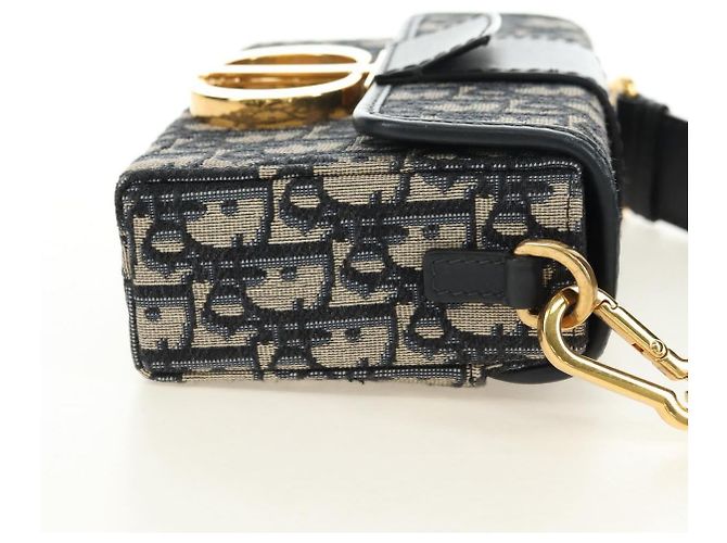 Borsa Christian Dior Trotter Canvas Oblique 30 Montaigne Navy Gold Auth 181920M D'oro Blu navy - vista 4