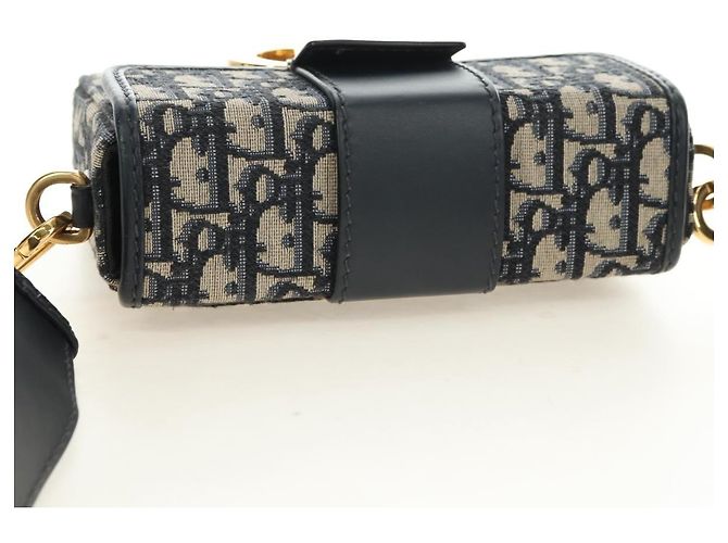 Borsa Christian Dior Trotter Canvas Oblique 30 Montaigne Navy Gold Auth 181920M D'oro Blu navy - vista 6