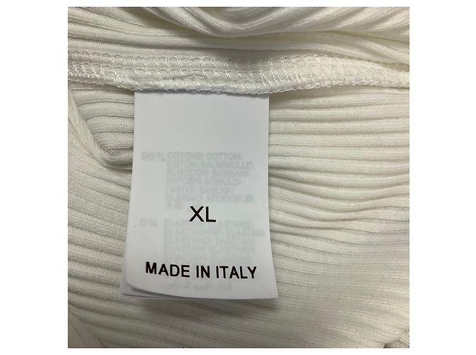 Top de algodón elástico acanalado blanco Brunello Cucinelli con detalle de cadena Monili - vista 4