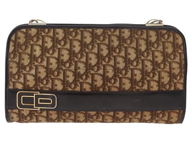 Borsa a Spalla Christian Dior Trotter Canvas Beige Oro Autentica 182688 - vista 13