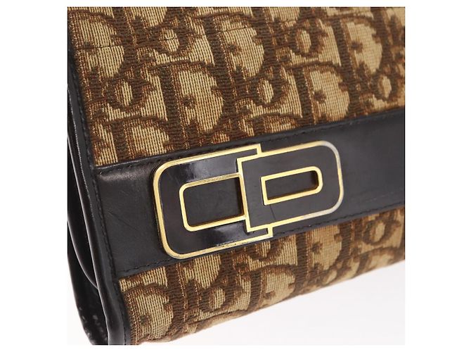 Borsa a Spalla Christian Dior Trotter Canvas Beige Oro Autentica 182688 - vista 17