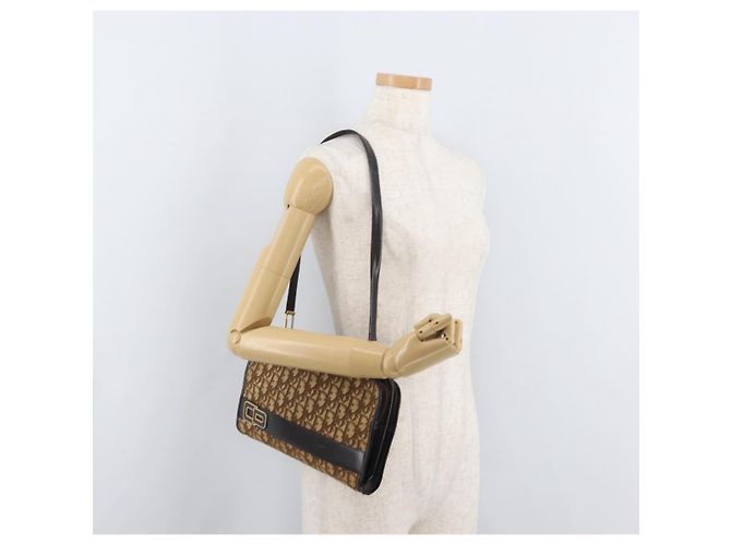 Borsa a Spalla Christian Dior Trotter Canvas Beige Oro Autentica 182688 - vista 23