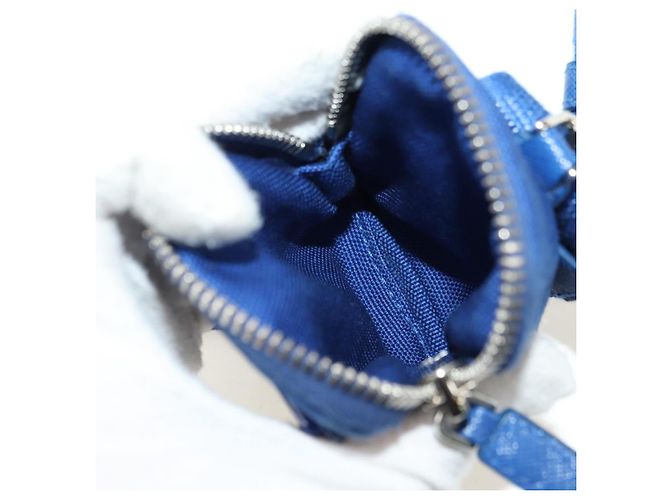 Borsa a tracolla PRADA Tela Blu Argento Auth 182306M - vista 10