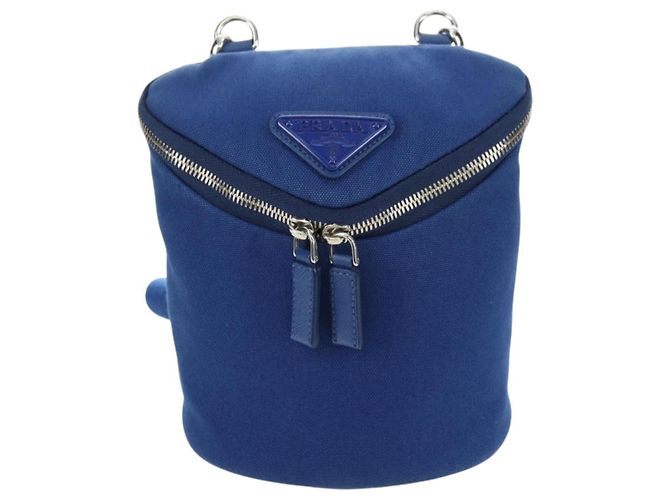 Borsa a tracolla PRADA Tela Blu Argento Auth 182306M - vista 13