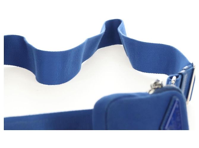 Borsa a tracolla PRADA Tela Blu Argento Auth 182306M - vista 14