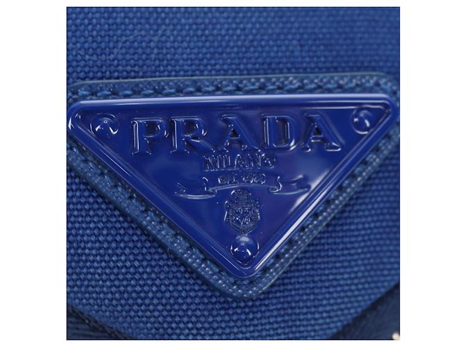 Borsa a tracolla PRADA Tela Blu Argento Auth 182306M - vista 16