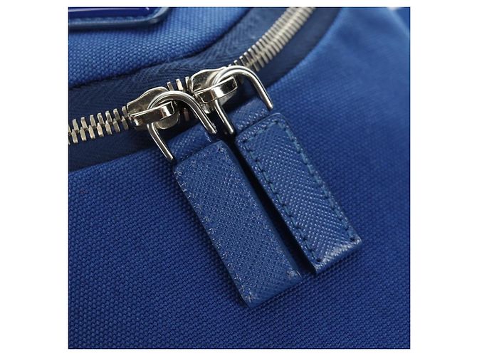 Borsa a tracolla PRADA Tela Blu Argento Auth 182306M - vista 17