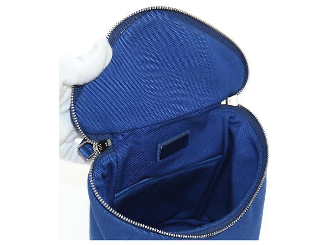 Borsa a tracolla PRADA Tela Blu Argento Auth 182306M - vista 18
