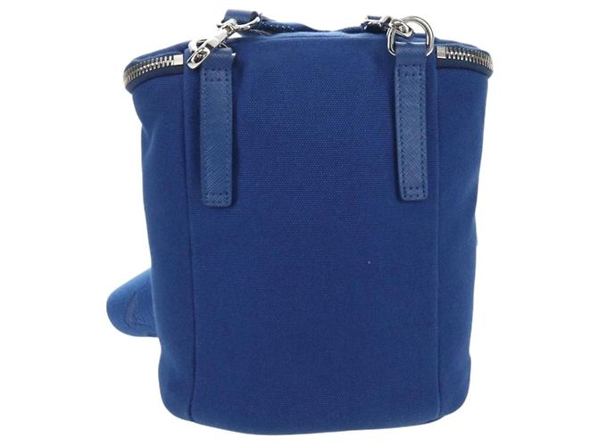 Borsa a tracolla PRADA Tela Blu Argento Auth 182306M - vista 2