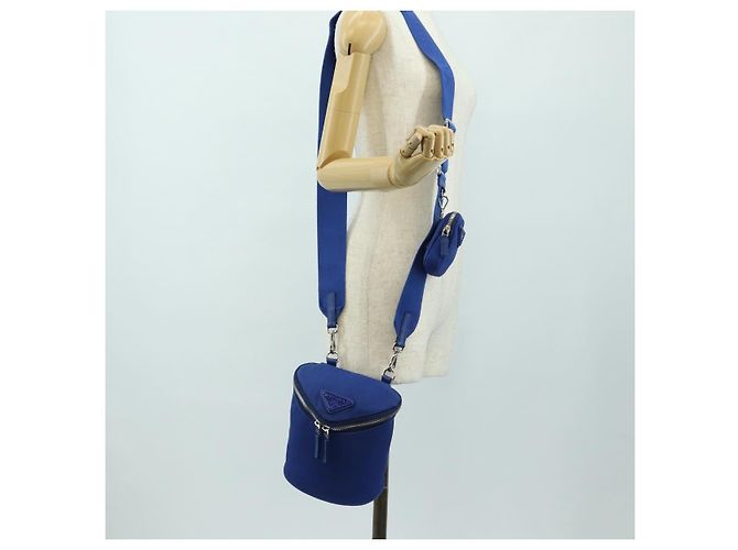 Borsa a tracolla PRADA Tela Blu Argento Auth 182306M - vista 23