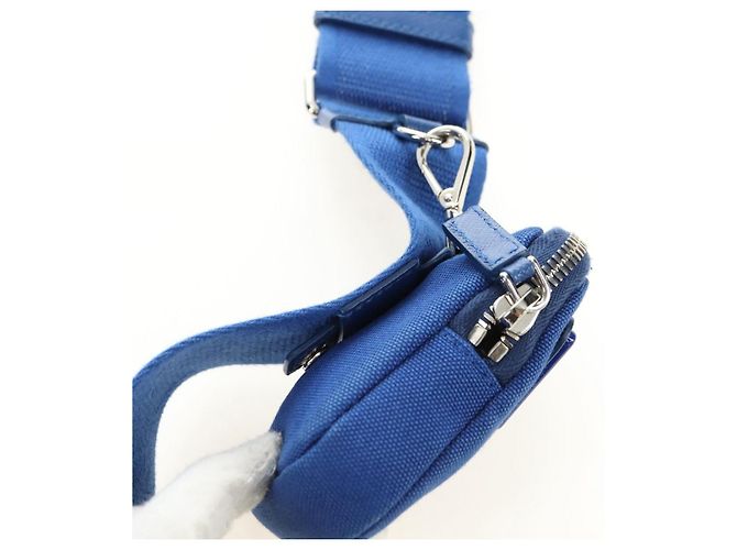 Borsa a tracolla PRADA Tela Blu Argento Auth 182306M - vista 8