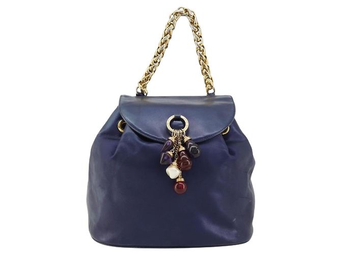 Borsa a tracolla con catena LOEWE in pelle viola e oro Auth 182917A D'oro Porpora - vista 13