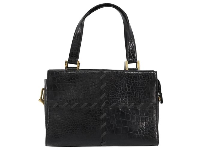Borsa SAINT LAURENT in pelle goffrata Nero Oro Auth 183192A D'oro - vista 13
