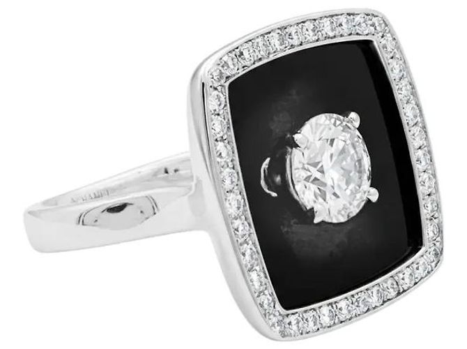 Chanel Ring, "Nuit Noire", Gold, Emaille, 1,01 Karat Diamant - Ansicht 2