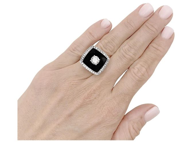 Chanel Ring, "Nuit Noire", Gold, Emaille, 1,01 Karat Diamant - Ansicht 5