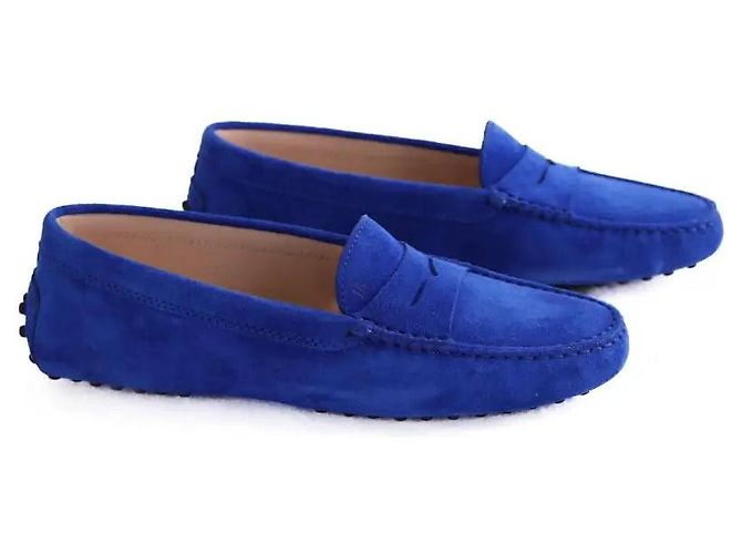 Mocassini Tod's in scamosciato blu - vista 3