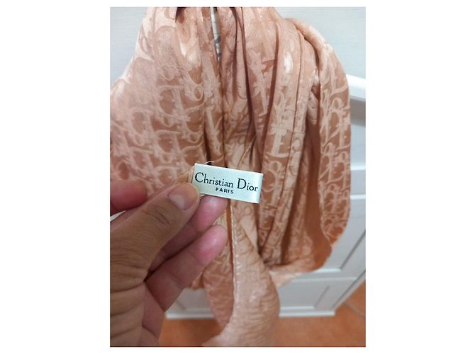 Foulard in seta Dior Oblique Rose de Vents - Pesca - vista 3