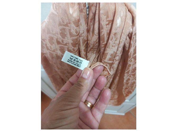 Foulard in seta Dior Oblique Rose de Vents - Pesca - vista 4