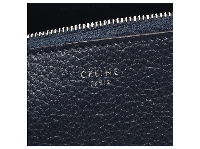 16 Céline Celine Navy Leather Handbag Pouch Navy blue - view 4