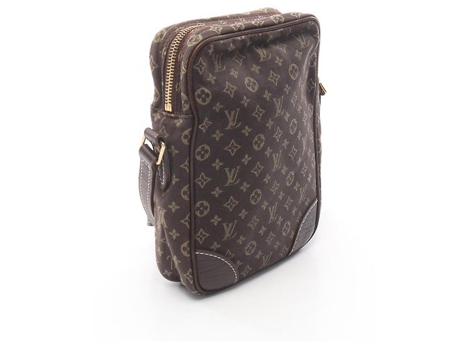 Borsa a tracolla Louis Vuitton Pochette Danube Monogram Mini Lin Ebene Marrone - vista 2