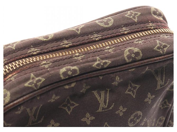 Borsa a tracolla Louis Vuitton Pochette Danube Monogram Mini Lin Ebene Marrone - vista 9