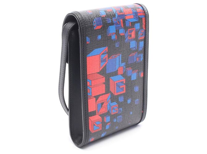 Borsa a tracolla porta telefono Gucci Square G Space Nero Rosso Blu - vista 2