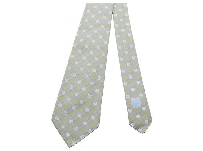 Chanel Camellia Check Tie Blue Green - view 2