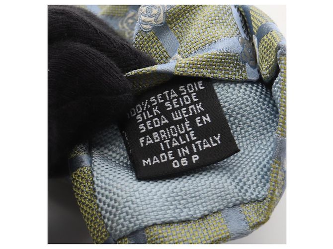 Chanel Camellia Check Tie Blue Green - view 5