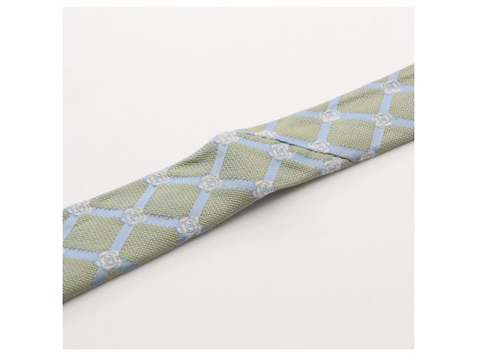 Chanel Camellia Check Tie Blue Green - view 7
