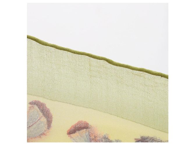 Hermès Hermes Petit Carré 45 PLUMES Sciarpa in chiffon Marrone Verde - vista 4