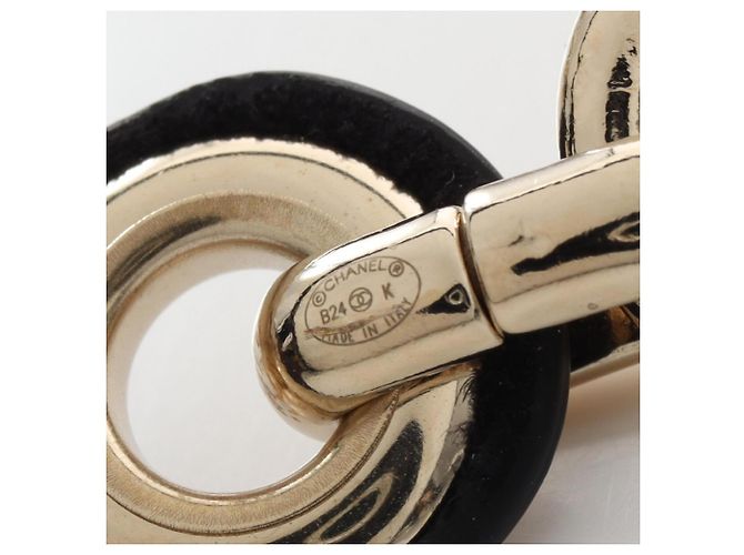 Cinturón de cadena con cinta Chanel Coco Mark Negro Dorado - vista 3