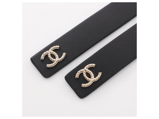 Cinturón de cadena con cinta Chanel Coco Mark Negro Dorado - vista 4