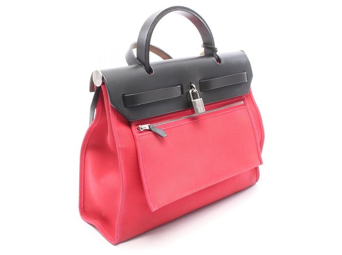 Hermès Borsa 2-Way Hermes Herbag Zip PM Nero Rosso - vista 2