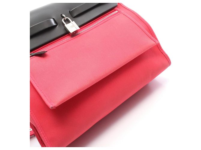 Hermès Borsa 2-Way Hermes Herbag Zip PM Nero Rosso - vista 6