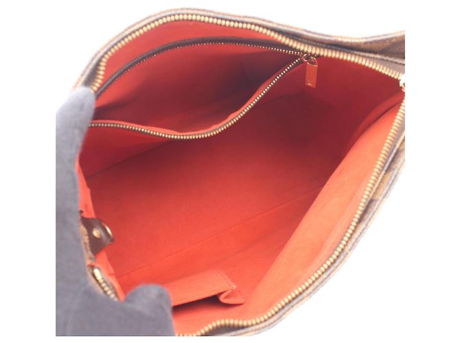 Borsa a Spalla Louis Vuitton Looping GM Damier Ebene Special Order Marrone - vista 3