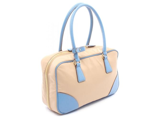 Saffiano Borsa Prada Re-Edition 1978 Medium Blu Beige - vista 2