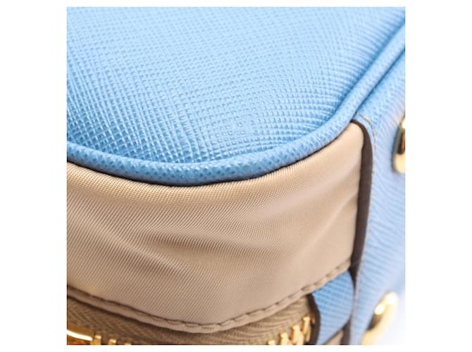 Saffiano Borsa Prada Re-Edition 1978 Medium Blu Beige - vista 5