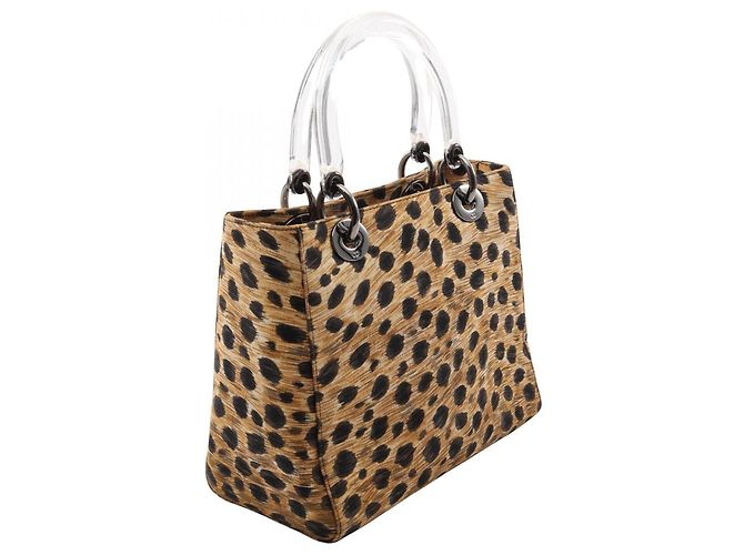 Christian Dior LADY DIOR Borsa 2-Way stampa leopardata Nero Beige - vista 2