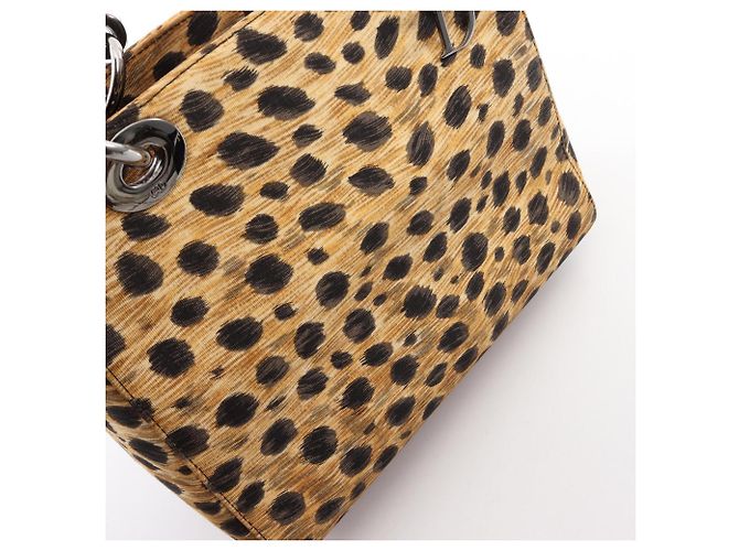 Christian Dior LADY DIOR Borsa 2-Way stampa leopardata Nero Beige - vista 7