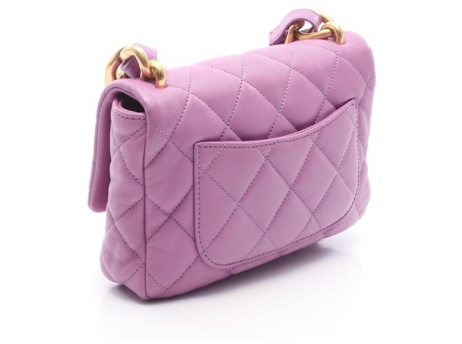 Borsa a Spalla Chanel Mini Matelassé Porpora - vista 2