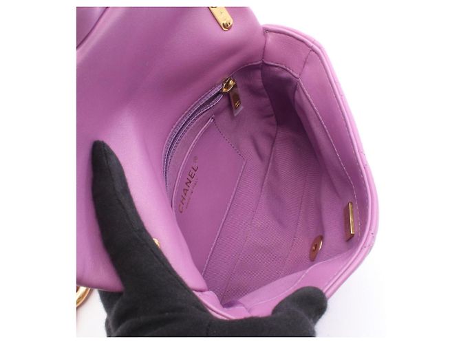 Borsa a Spalla Chanel Mini Matelassé Porpora - vista 3