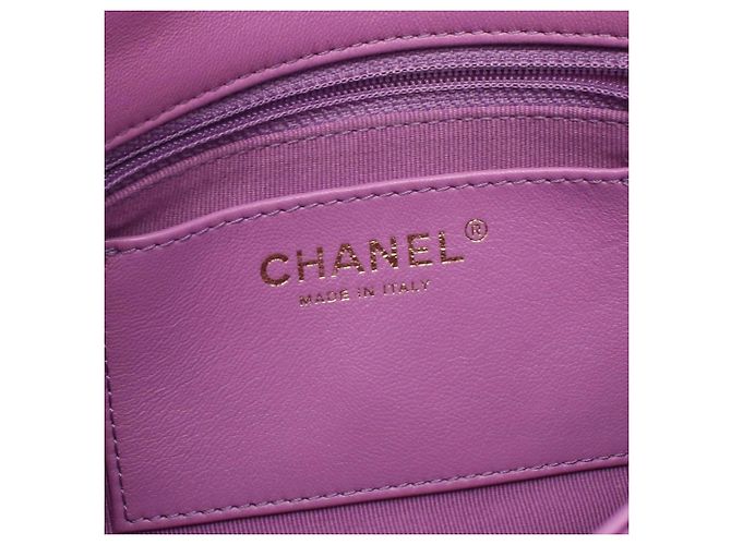 Borsa a Spalla Chanel Mini Matelassé Porpora - vista 4