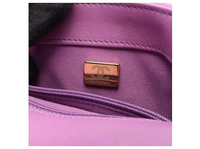 Borsa a Spalla Chanel Mini Matelassé Porpora - vista 5
