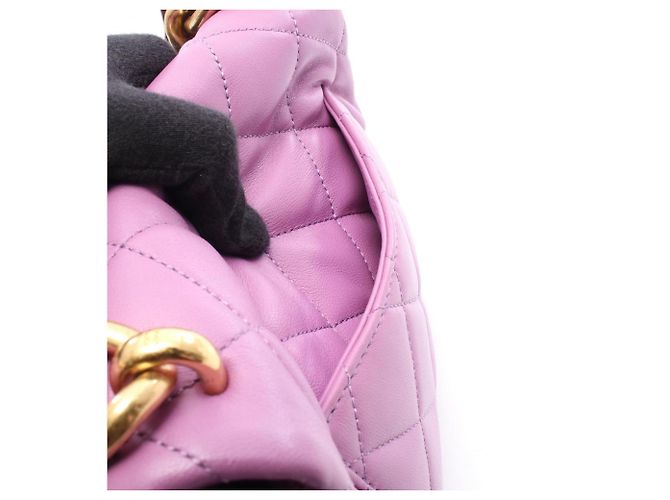 Borsa a Spalla Chanel Mini Matelassé Porpora - vista 6