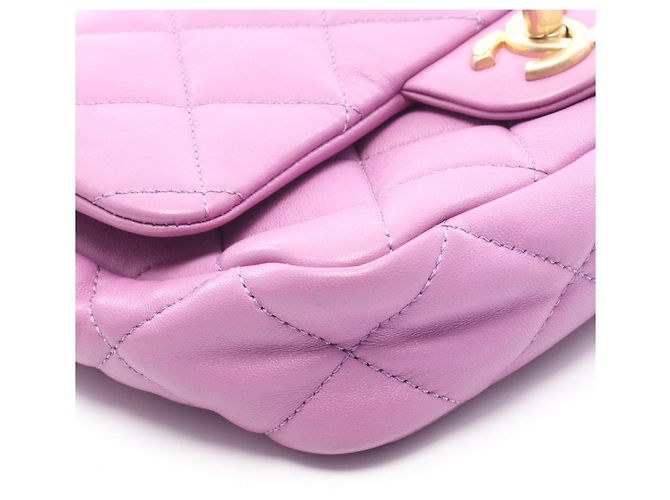 Borsa a Spalla Chanel Mini Matelassé Porpora - vista 7
