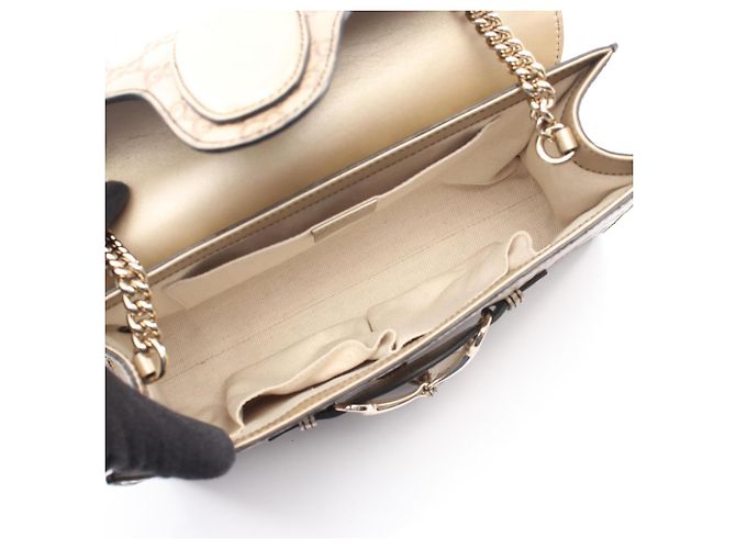 Borsa a Spalla Gucci Emily Horsebit Guccissima D'oro - vista 3
